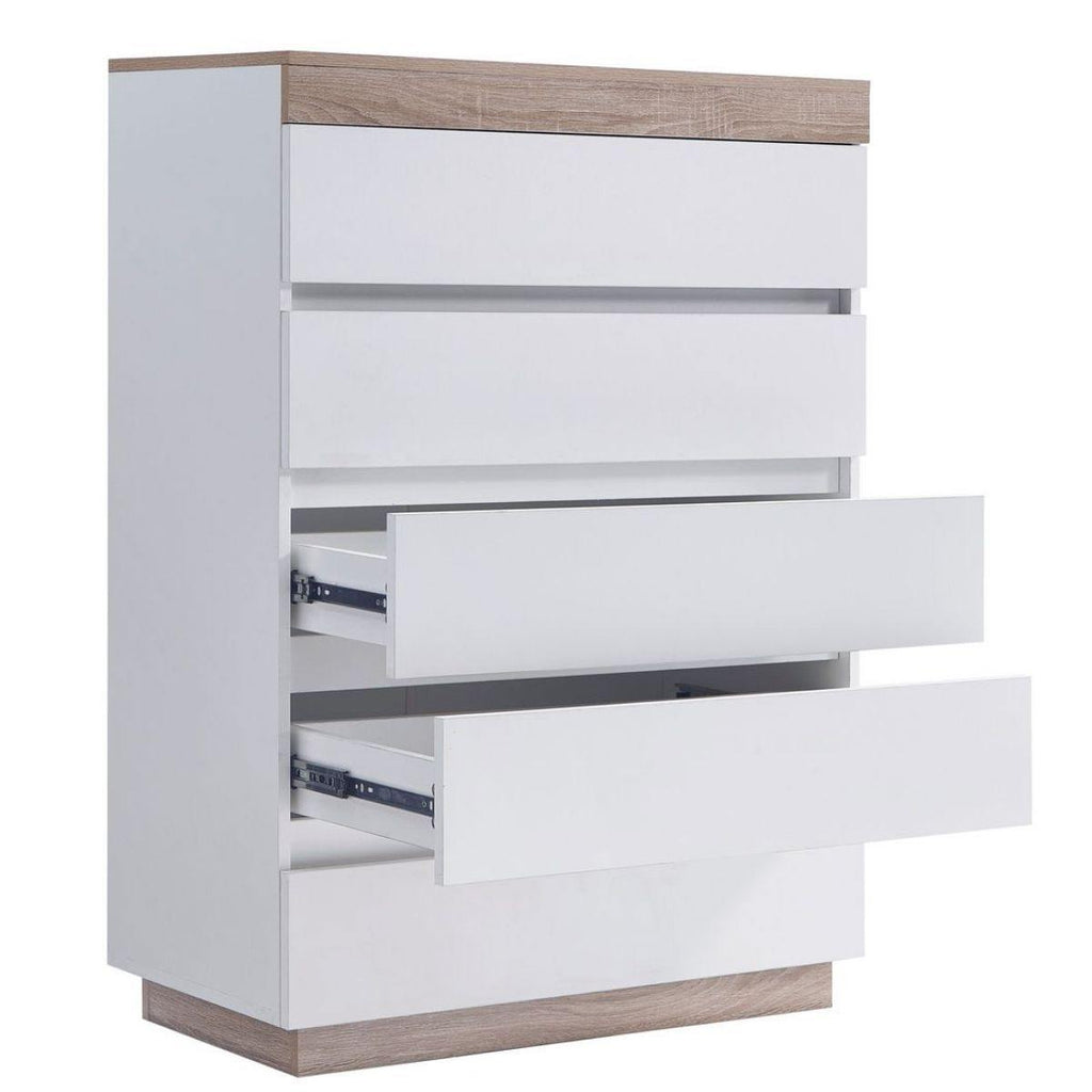 Ashley Coastal White Wooden Chest of 5 Drawers Tallboy - House Things Furniture > Living Room