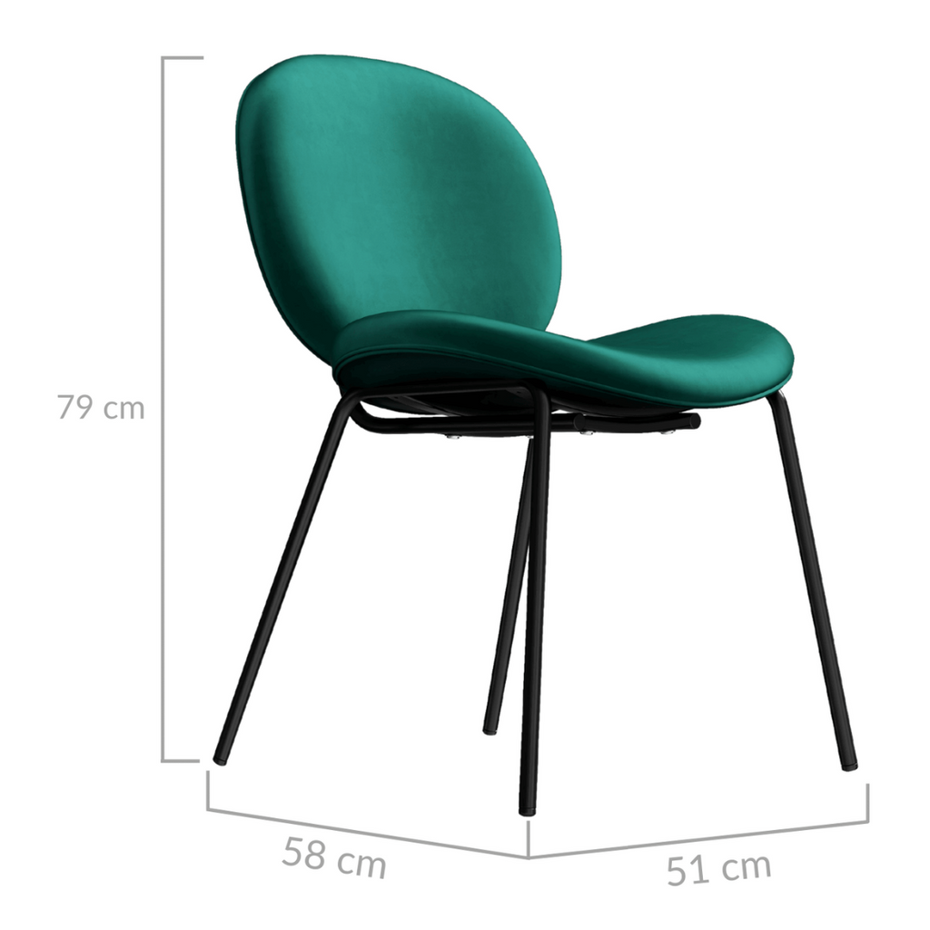 Deep Green Velvet Dining Chair x 2 - Housethings 