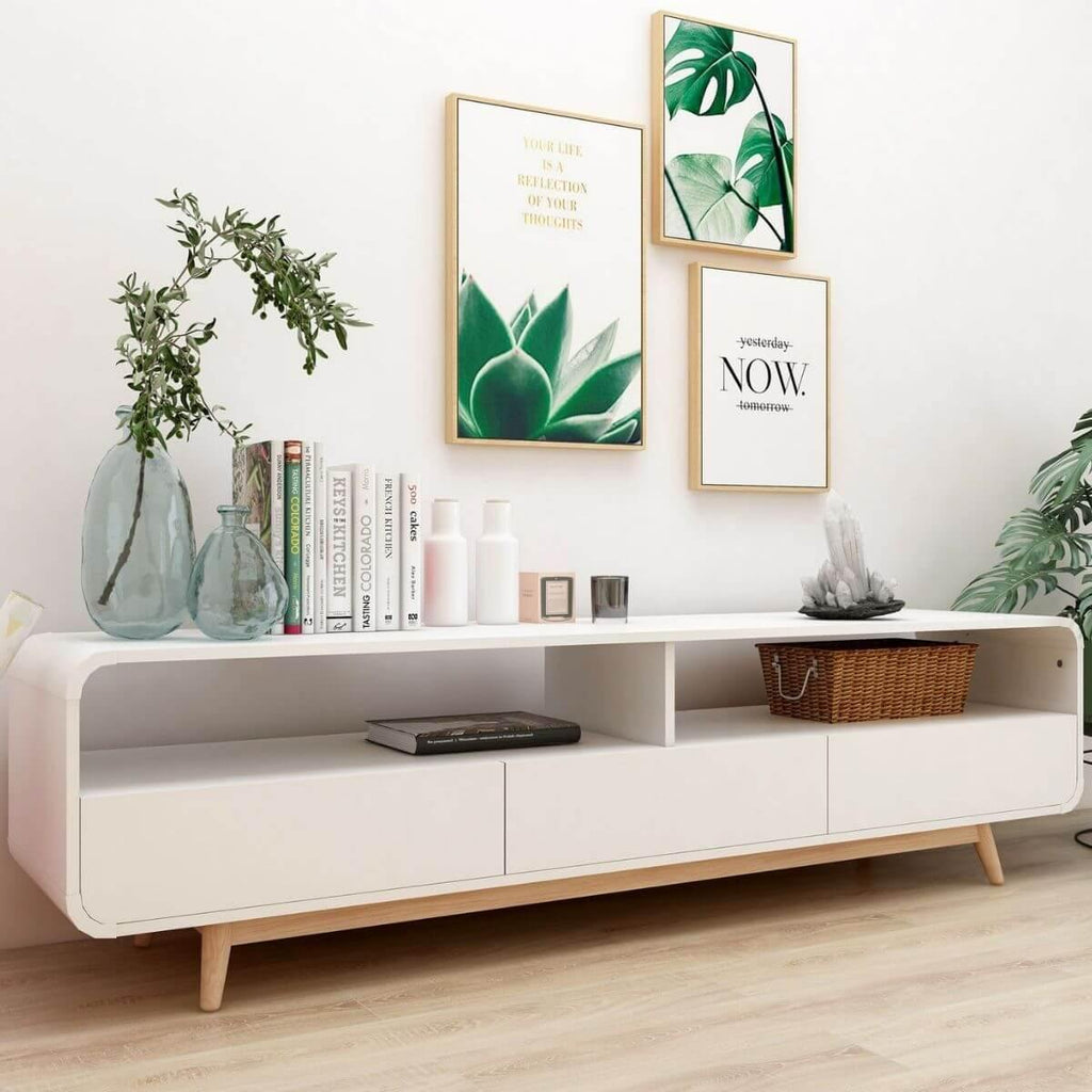 Modern Retro TV Unit 180cm White - House Things Furniture > Living Room