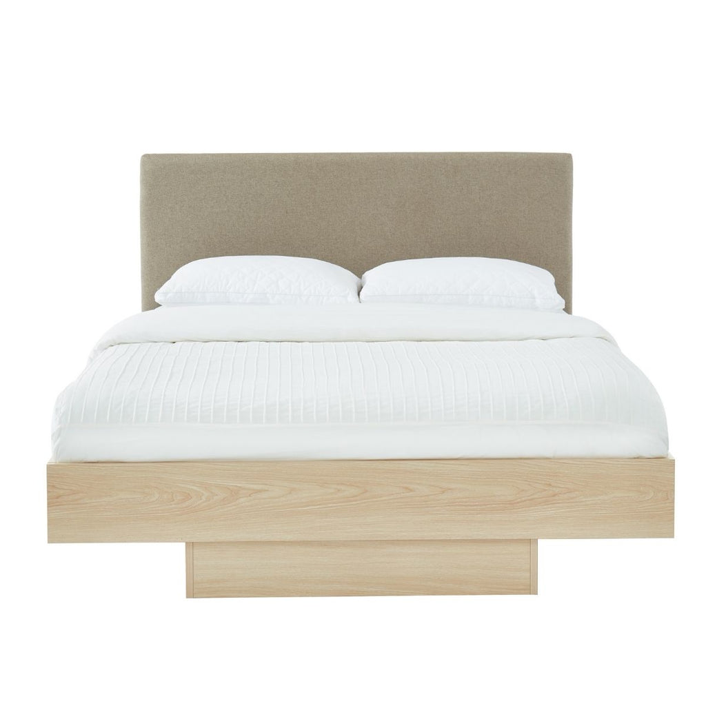 Natural Oak Wood Floating Bed Frame Queen - House Things Furniture > Bedroom