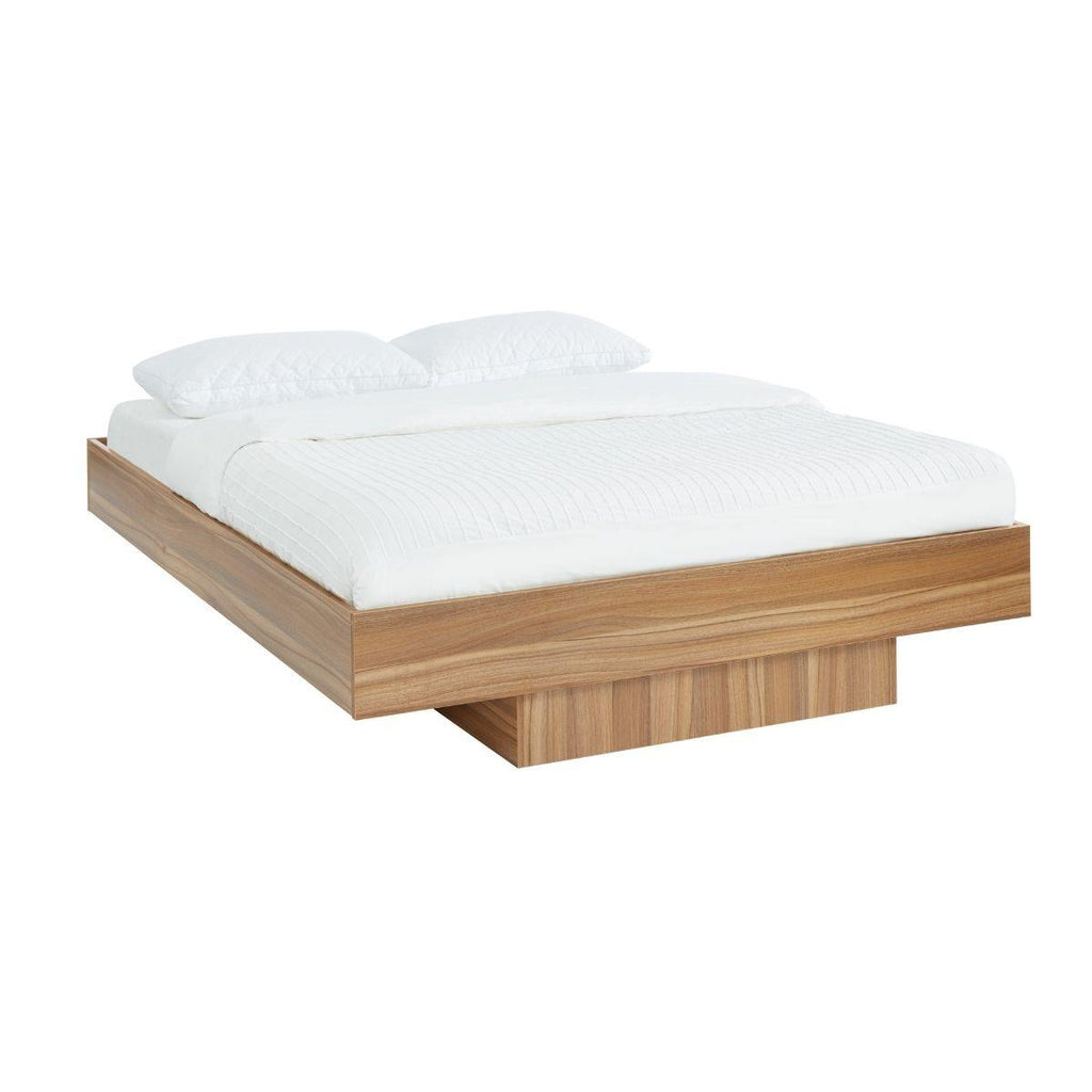 KING SIZE Walnut Oak Wood Floating Bed Base - House Things Furniture > Bedroom