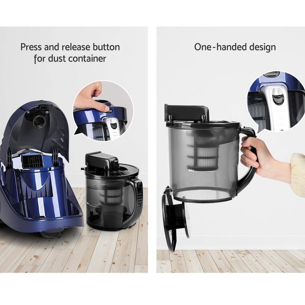 "Devanti Vacuum Cleaner Bagless Cyclone Cyclonic Vac Home Office Car 2200W Blue - House Things Appliances > Vacuum Cleaners
