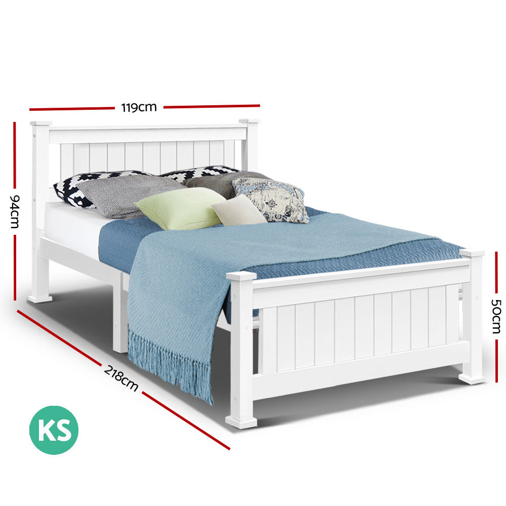 King Single Wooden Bed Frame - White - House Things Furniture > Bedroom
