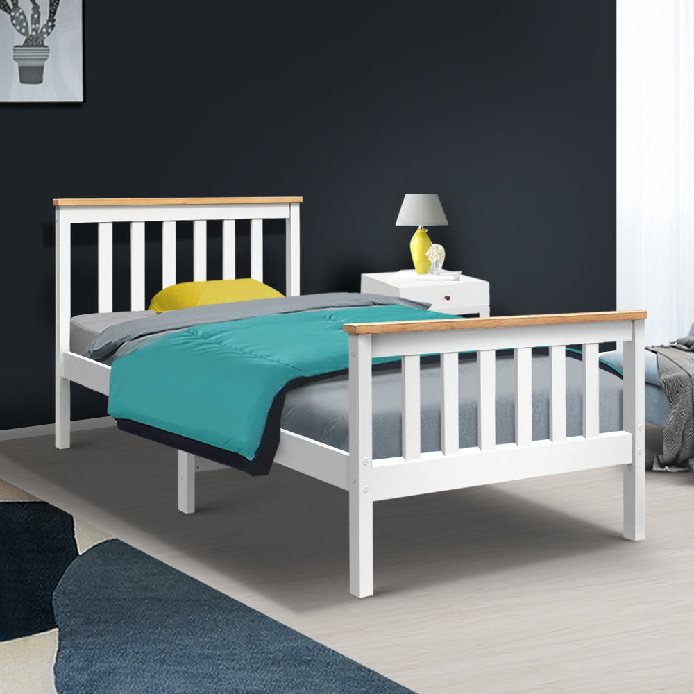 Single White Wooden Bed Frame - House Things Furniture > Bedroom