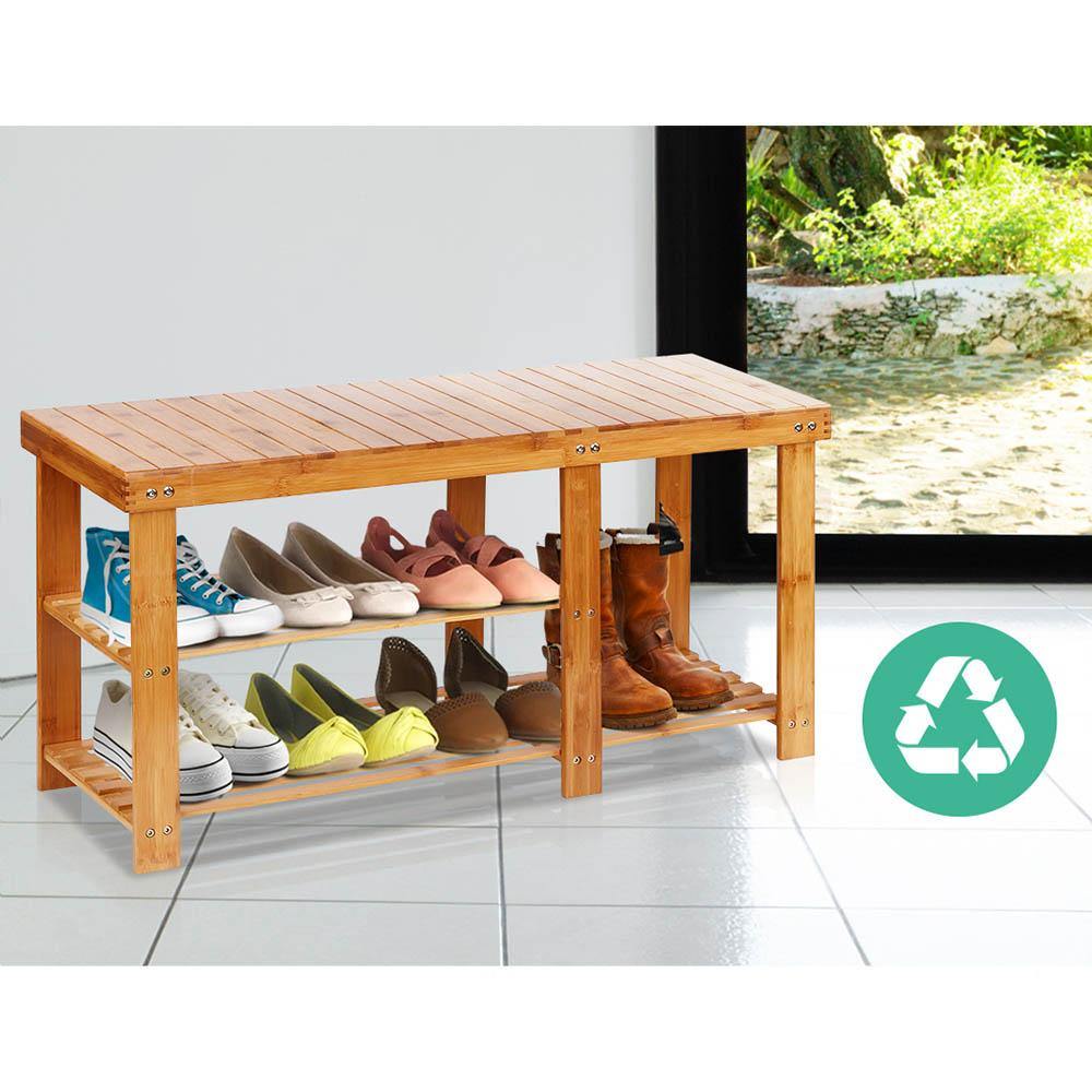 Bamboo Shoe Rack Bench - House Things Furniture > Living Room