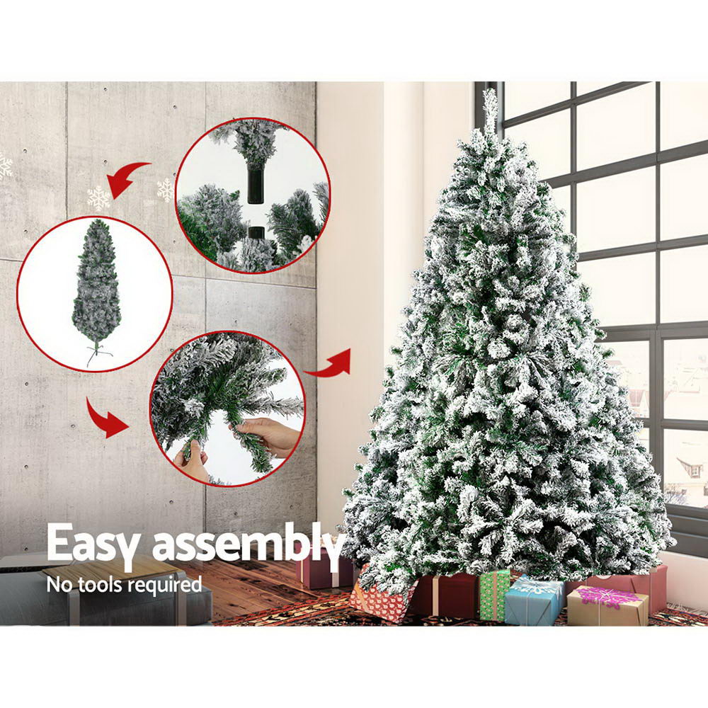 Snowy Christmas Tree 2.4M 8FT Xmas Decorations 1500 Tips - House Things Occasions > Christmas