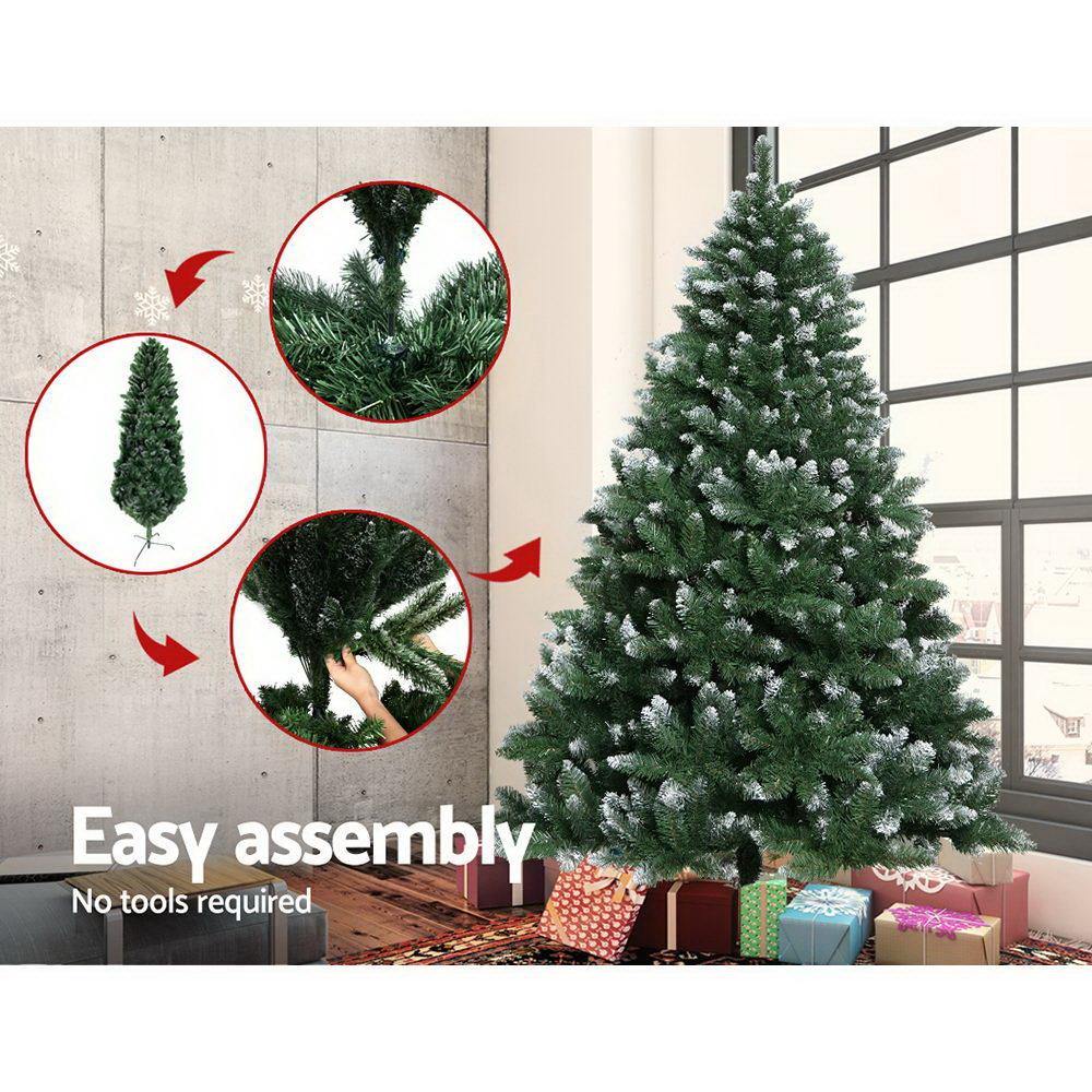 2.4M Christmas Tree Xmas 1400 Tips Snowy Green - House Things Occasions > Christmas