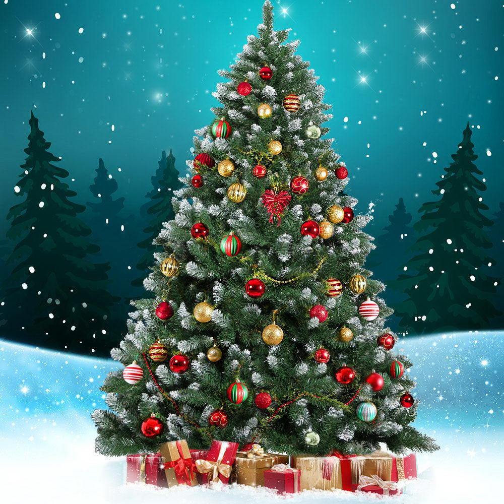 2.4M Christmas Tree Xmas 1400 Tips Snowy Green - House Things Occasions > Christmas