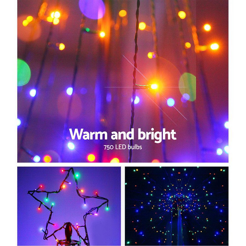 5M LED Christmas Tree Fibre Optic Lights 750pc LED Multi Colour - House Things 