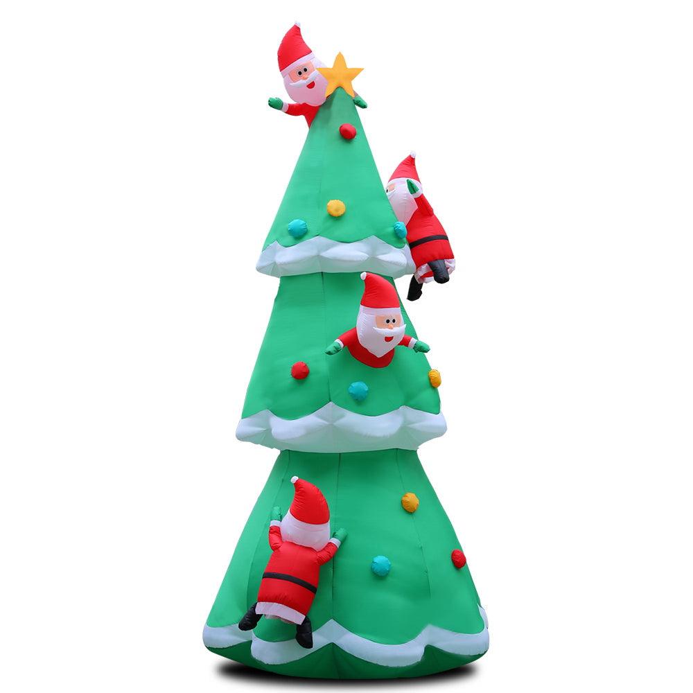 5M Christmas Inflatable Santa on Christmas Tree Xmas Decor LED - House Things Occasions > Lights