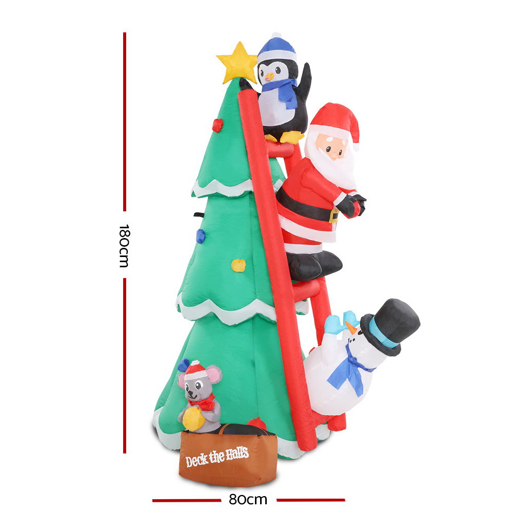Inflatable Christmas Tree Santa 1.8M Decorations Outdoor LED Light - House Things Occasions > Christmas