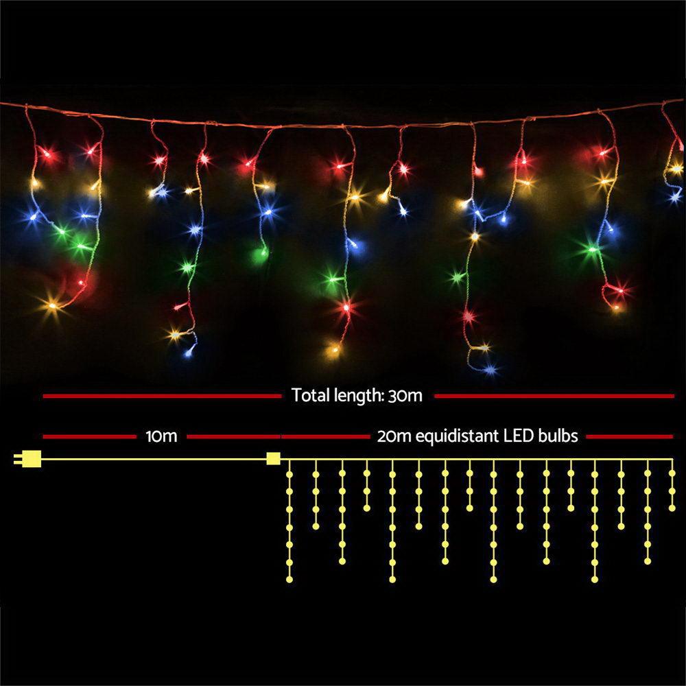 800 LED Christmas Icicle Lights Mutlicolour - House Things Occasions > Lights