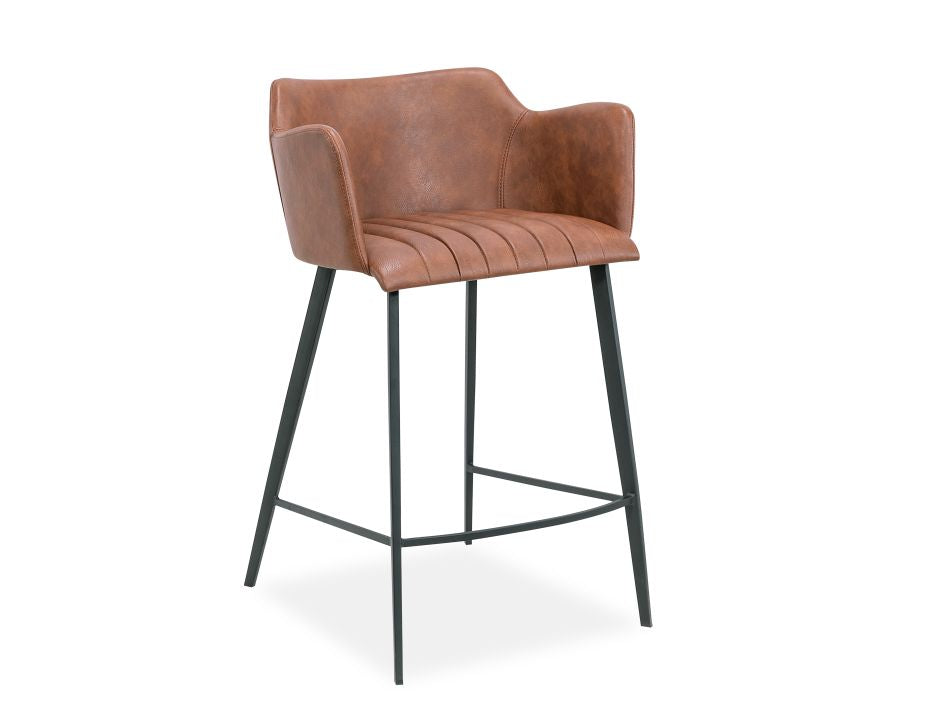 Tan leather bar stool
