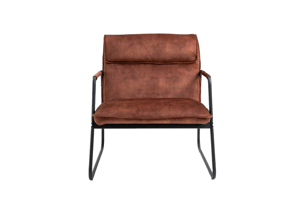 Amber Brown Polyester Upholstered Armchair Lounge Chair with Sled Base - Housethings 
