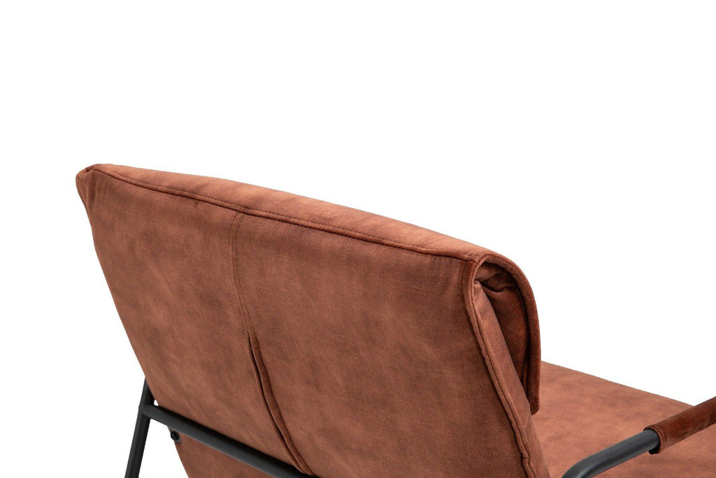 Amber Brown Polyester Upholstered Armchair Lounge Chair with Sled Base - Housethings 