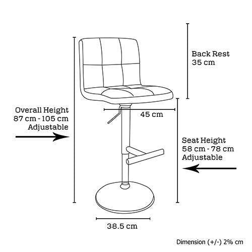Toki Bar White PU Leather Gas lift Stool - Set of 2 - House Things Furniture > Bar Stools & Chairs
