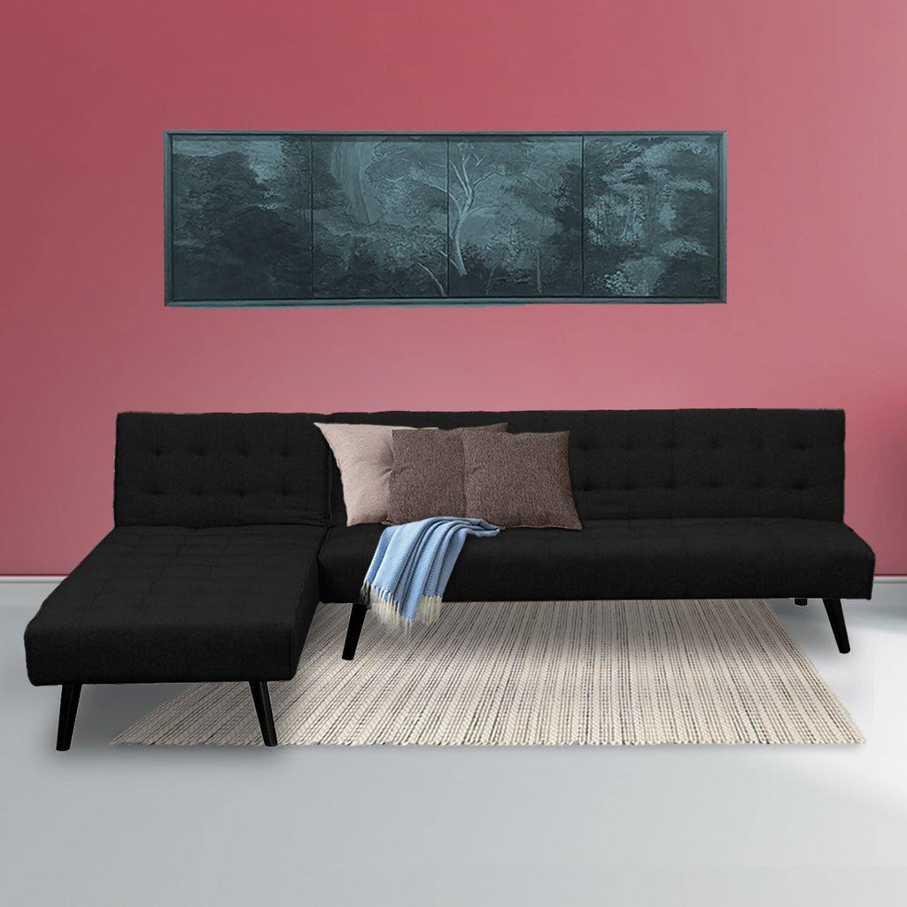 Robinson 3-Seater Corner Lounge Bed - Black - Housethings 