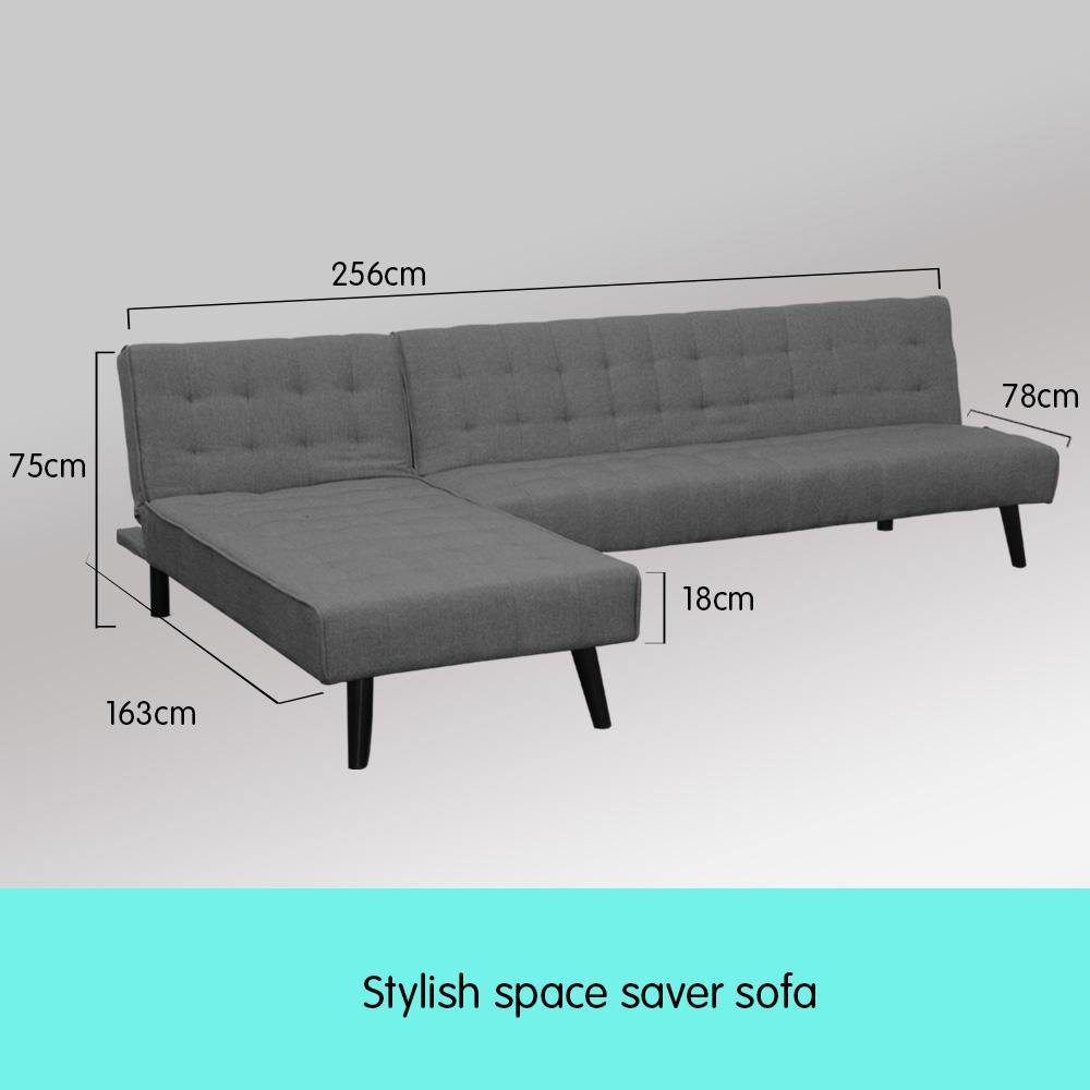 Robinson 3-Seater Corner Sofa Bed - Dark Grey - Housethings 