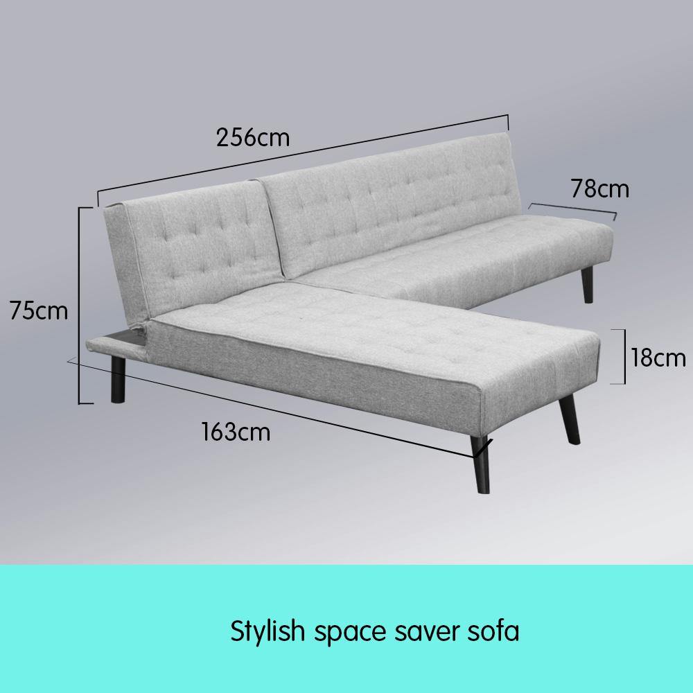 Robinson 3-Seater Corner Sofa Bed - Light Grey - Housethings 
