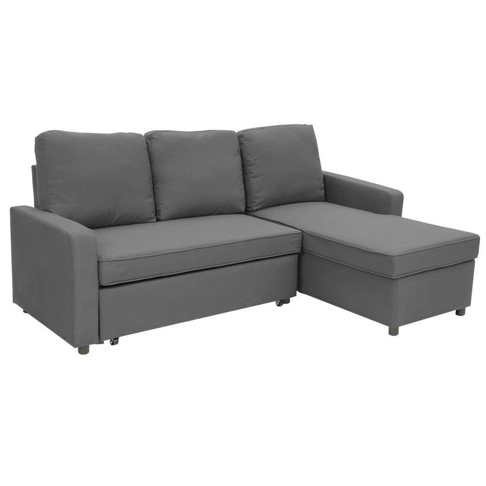Joseph 3-Seater Corner Sofa Bed with Storage Grey