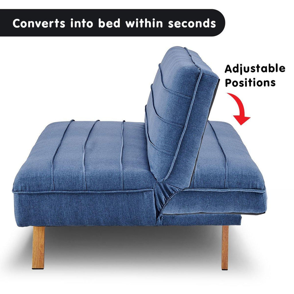 3 Seater Modular Sofa Bed Couch - Dark Blue - Housethings 