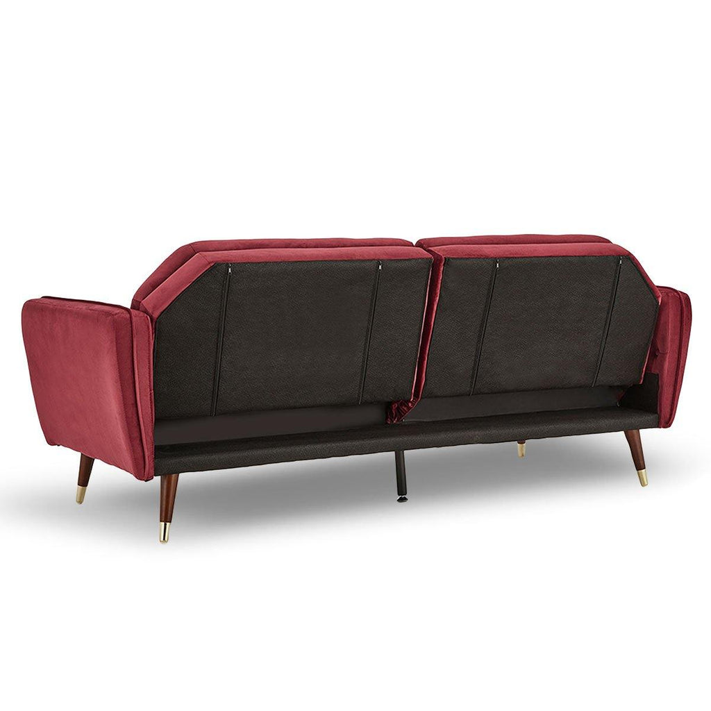 Marilyn Velvet Tufted Sofa Bed - Burgundy - Housethings 