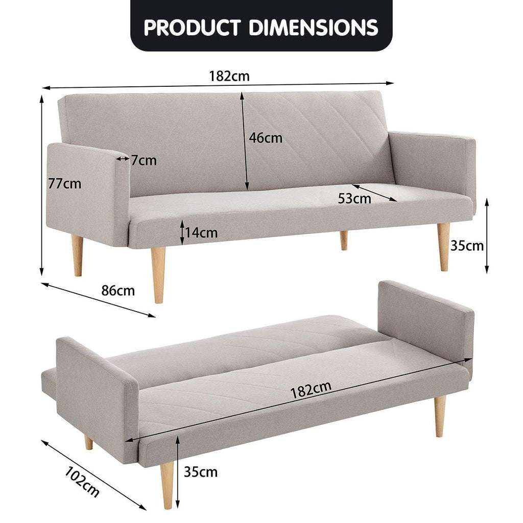 Forbes 3 Seater Modular Sofa Bed - Beige - Housethings 