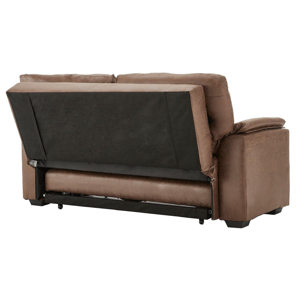 Sarantino Distressed Fabric Sofa Bed Couch Lounge - Brown - Housethings 