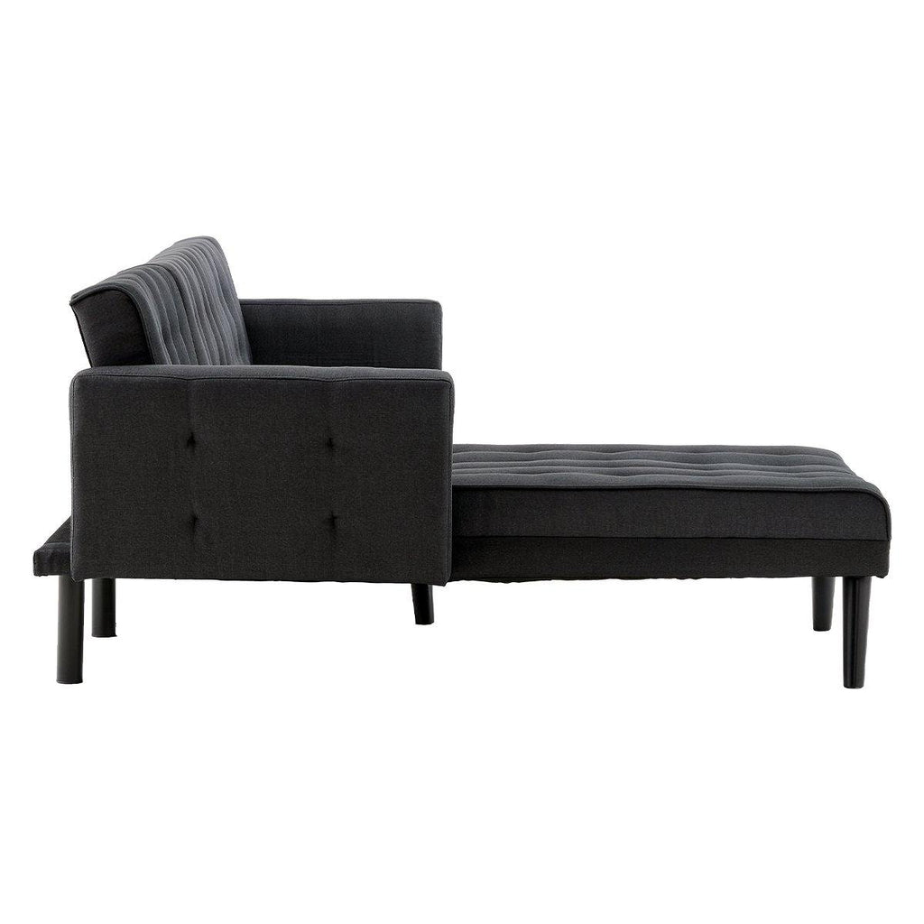 Fezick 3-Seater Sofa Bed Chaise Sofa Black - Housethings 