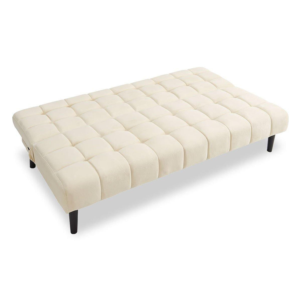 Cushioned Beige Suede Lounge Bed - Housethings 