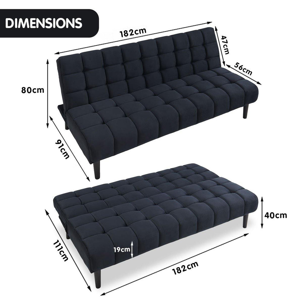 Cushioned Black Suede Lounge Bed - Housethings 
