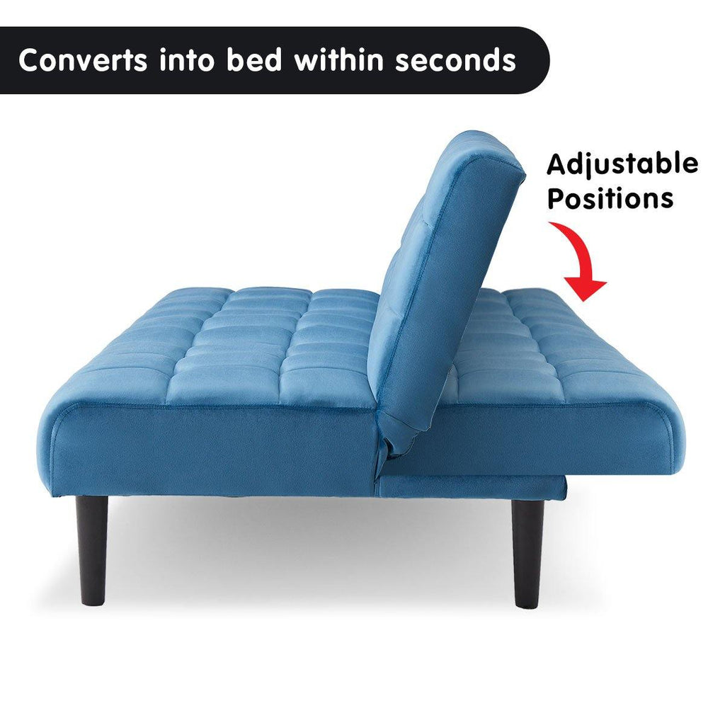 Cushioned Blue Suede Lounge Bed - Housethings 
