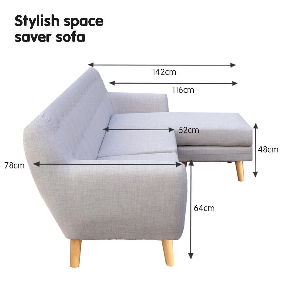Corner Lounge with Left Chaise Light Grey - Jochen - Housethings 