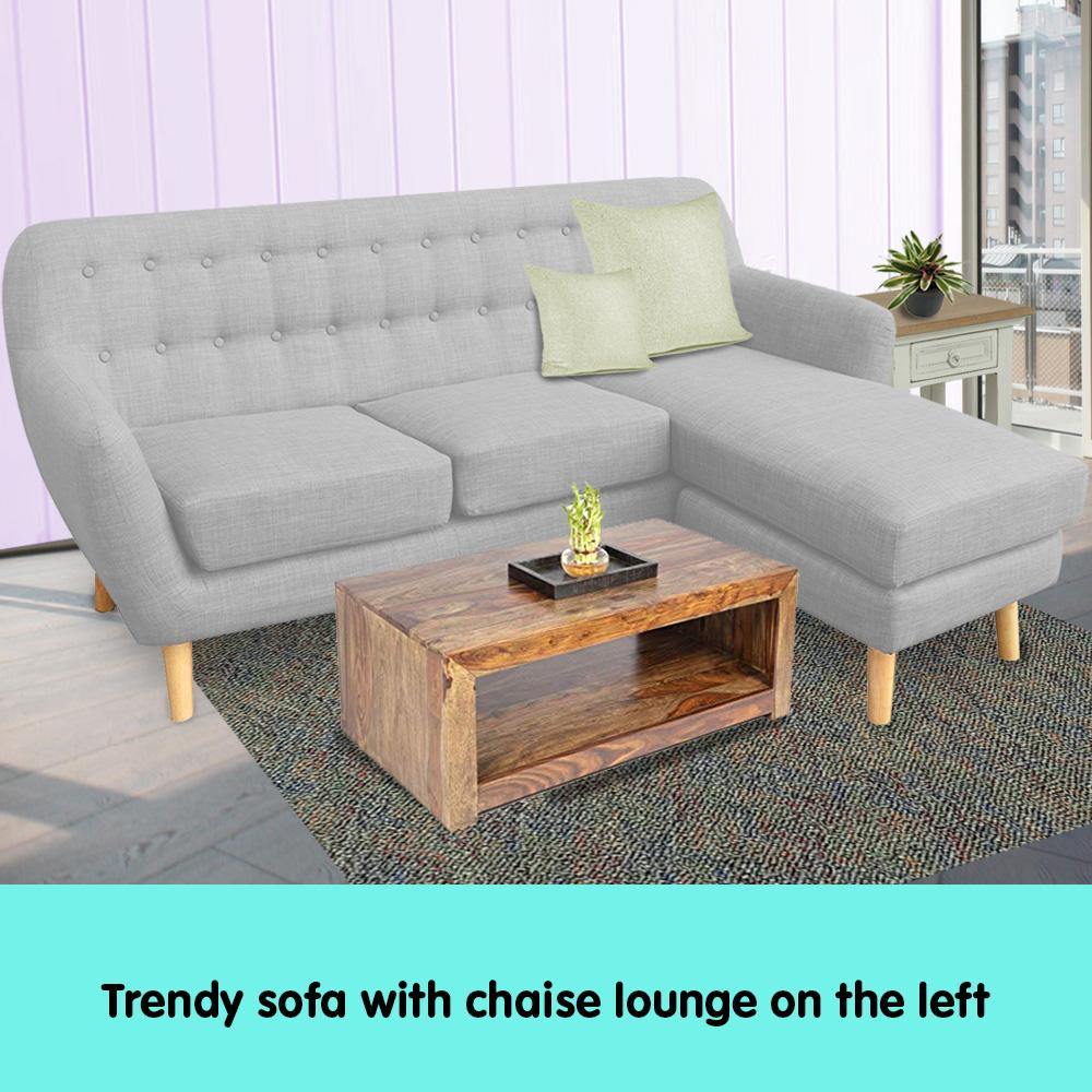 Corner Lounge with Left Chaise Light Grey - Jochen - Housethings 