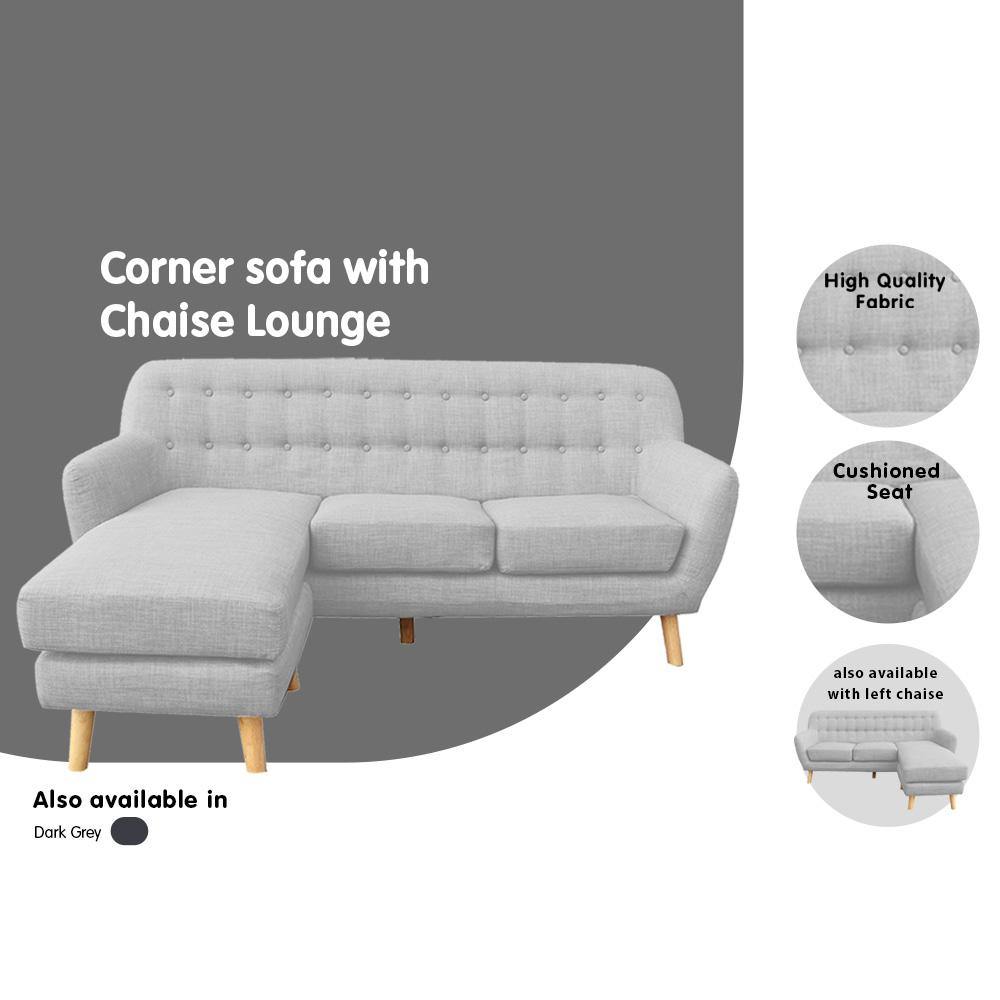 L-shaped Lounge Light Grey - Jochen - Housethings 