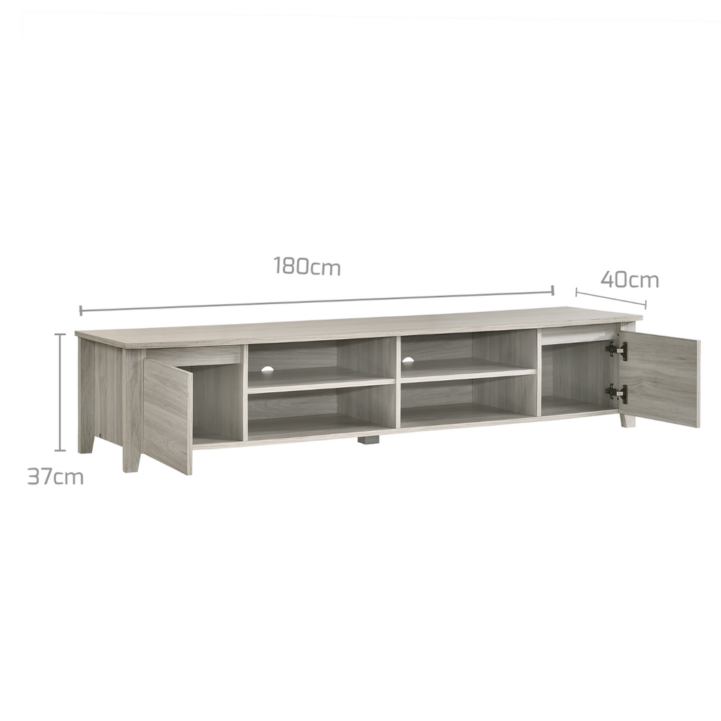 TV Stand Entertainment Unit 180cm In White Oak - House Things Furniture > Living Room
