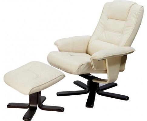 Leather Massage Chair Recliner - Cream - Housethings 