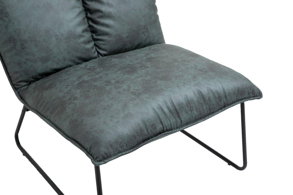 Black and Dark Green Lounge Chair with Footstool - Housethings 
