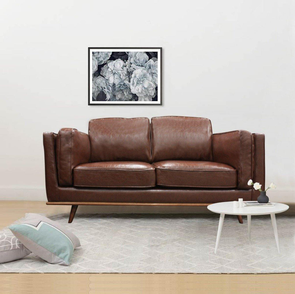 2 Seater Stylish Leatherette Brown Maddison Sofa - House Things Furniture > Sofas